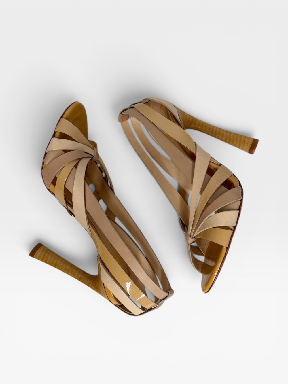 L.A.M.B. Tan Beige Leather Strappy Heels Sandals Size 5.5 NWOB - Picture 7 of 7